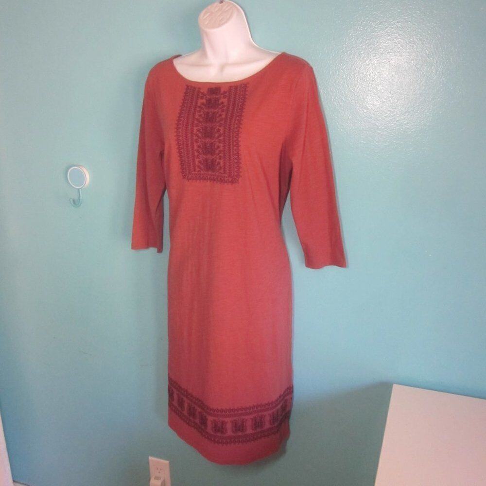 Garnet Hill Womens Size M Knee Length 3/4 Sleeve T-Shirt Dress Pullover Casual